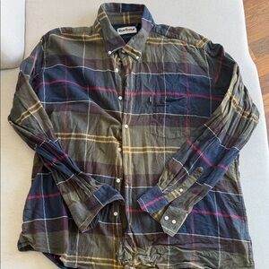 Barbour Men's Green and Blue Plaid Shirt